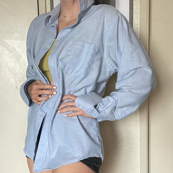 Vintage botany 500 unisex men’s women’s oversized blue button down shirt - Picture 5 of 12